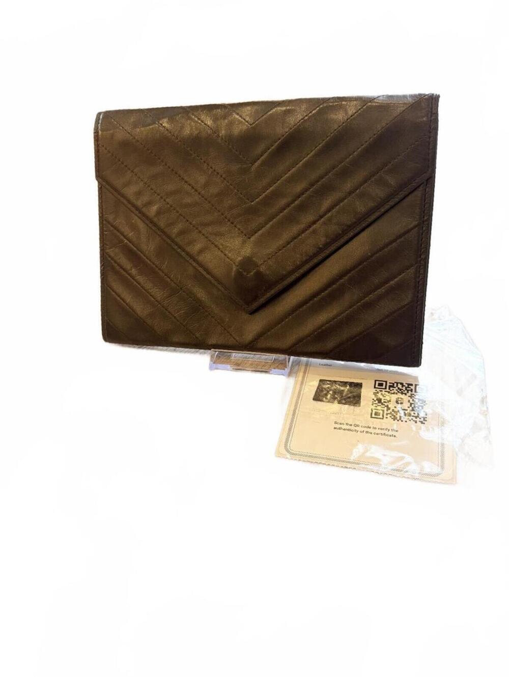 Yves Saint Laurent Quilted Leather Envelope Clutch Wallet